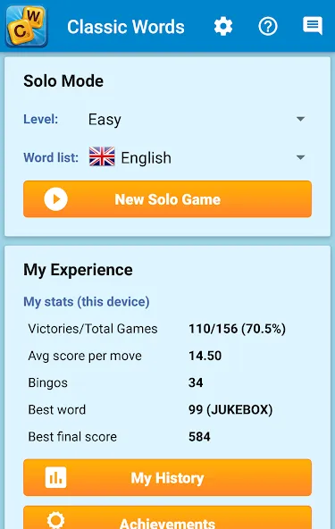 Classic Words Solo MOD APK на Android — Все словари разблокированы — скриншот 5
