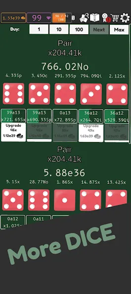 Idle Dice 2 MOD APK на Android — Много денег — скриншот 1