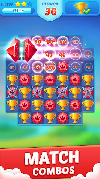 Скачать взломанную Jewel Crush™ - Match 3 Legend — Много жизней и ходов — скриншот 2 Скачать взломанную Jewel Crush™ - Match 3 Legend — Много жизней и ходов — скриншот 2