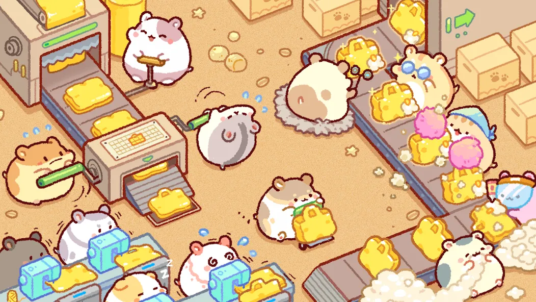Взлом Hamster Bag Factory : Tycoon — Много денег — скриншот 1