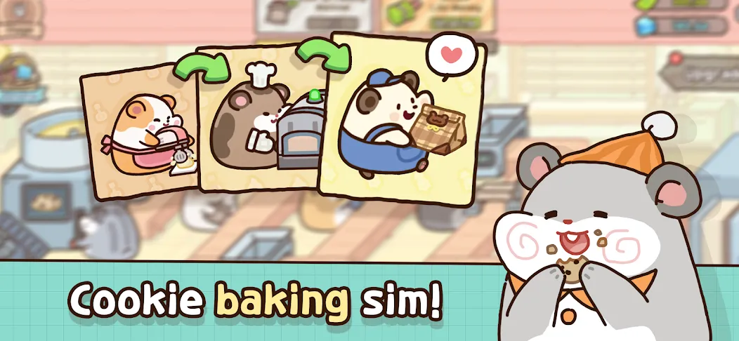 Скачать Hamster Cookie Factory (Мод: Много денег и без рекламы) на Андроид — скриншот 1