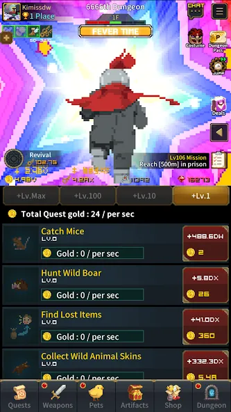 Retro Hero Mr Kim : Idle RPG Mod APK Много денег — Скачать на Андроид — скриншот 5