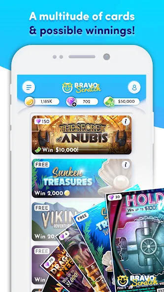 Взлом Bravoscratch, scratch games! — Много денег — скриншот 3 Взлом Bravoscratch, scratch games! — Много денег — скриншот 3