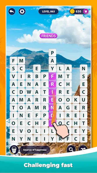 Word Surf - Word Game MOD APK на Android — Много денег и подсказок — скриншот 2