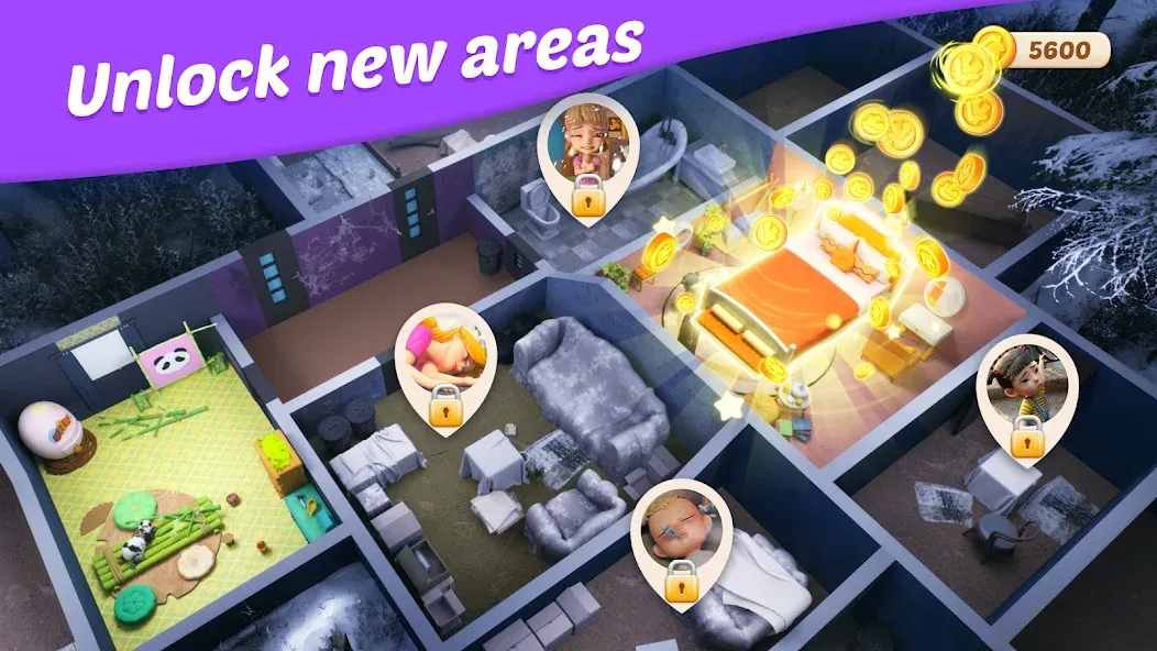 Matchington Mansion MOD — Много денег на Андроид — скриншот 1