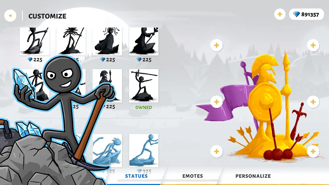Stick War: Saga на Андроид — Мод Много денег — скриншот 4