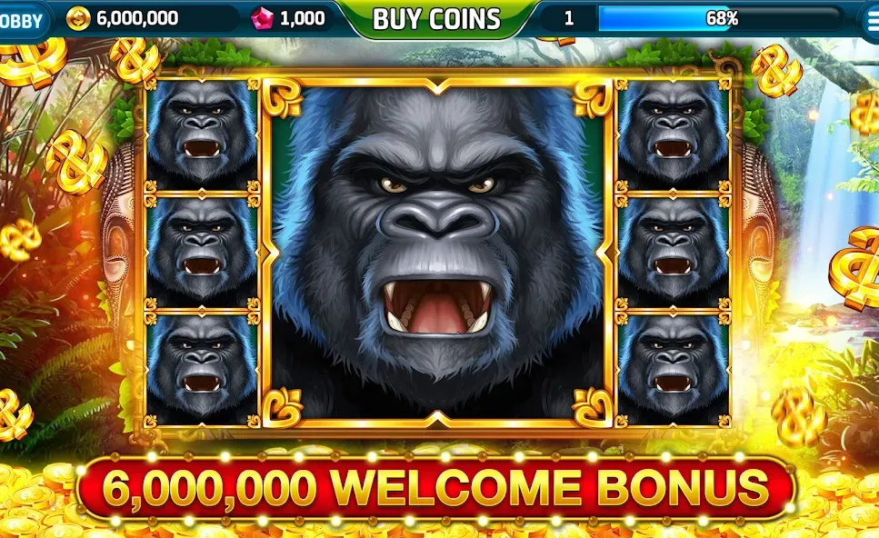Ape Slots: Vegas Casino Deluxe — Взломанная версия (Много денег) — скриншот 1