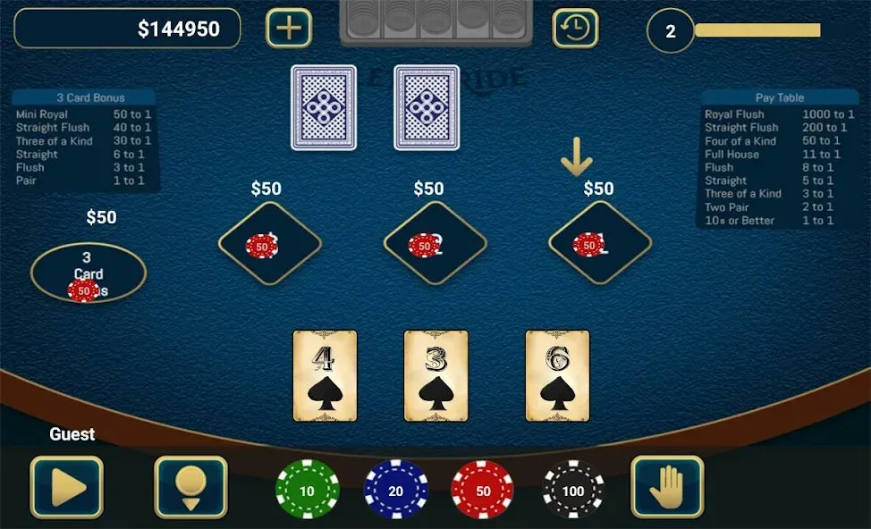 Let It Ride Poker на Андроид — Много денег и фишек — скриншот 1