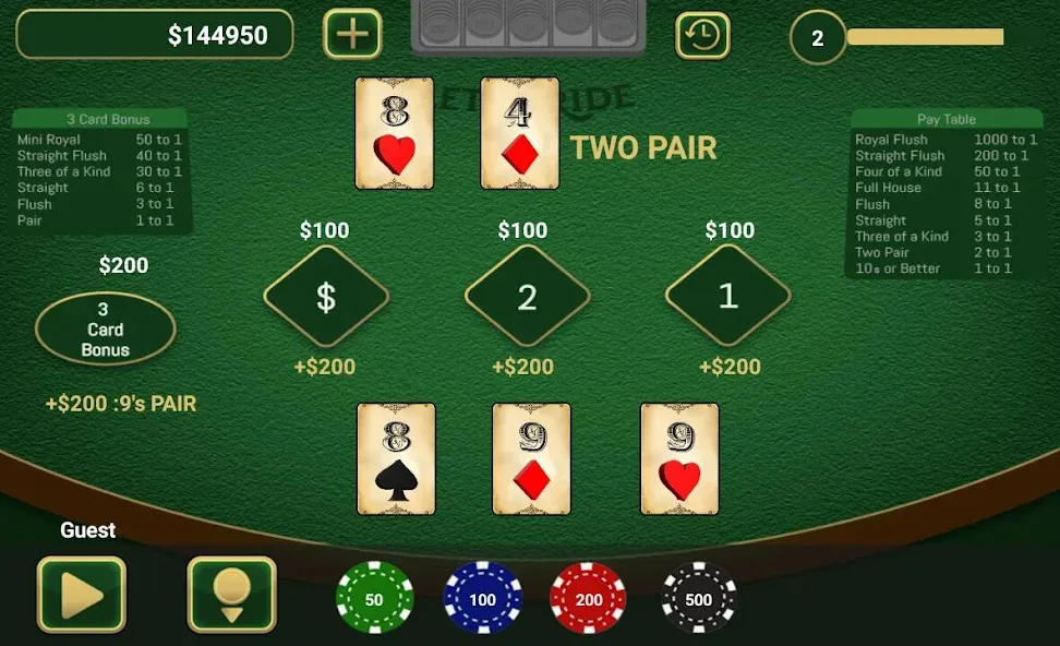 Let It Ride Poker на Андроид — Много денег и фишек — скриншот 2