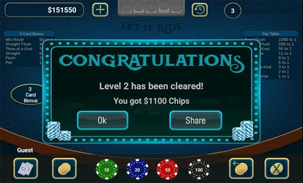 Let It Ride Poker на Андроид — Много денег и фишек — скриншот 4