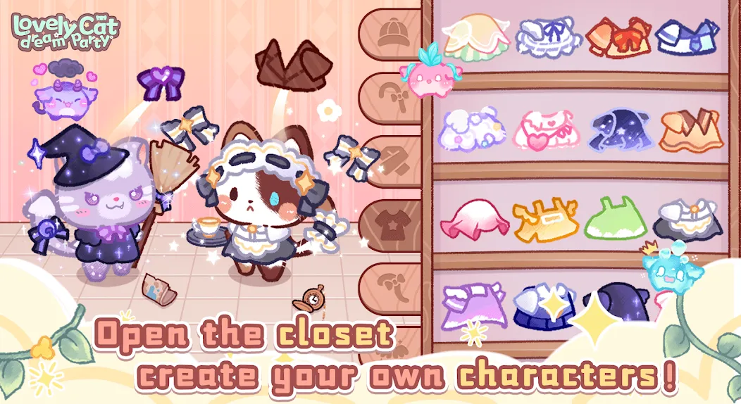 Lovely cat dream party Mod APK Много денег — Скачать на Андроид — скриншот 1