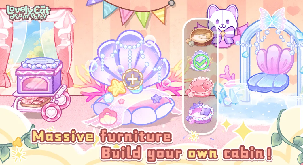 Lovely cat dream party Mod APK Много денег — Скачать на Андроид — скриншот 3