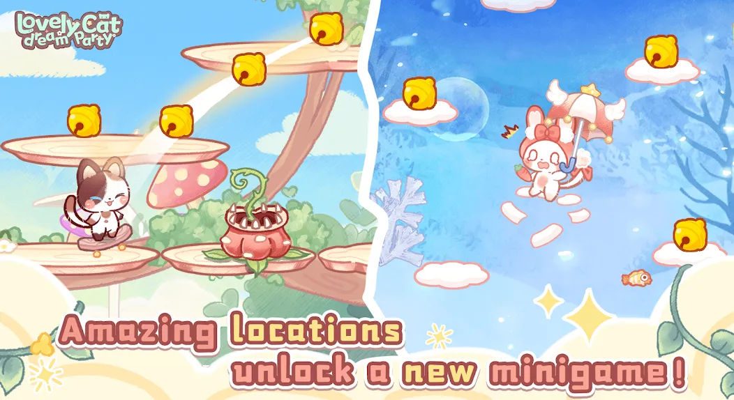 Lovely cat dream party Mod APK Много денег — Скачать на Андроид — скриншот 4