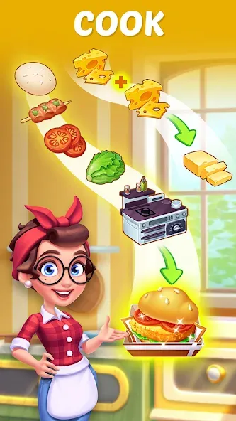 Скачать Merge Cooking:Theme Restaurant MOD APK — Много денег и энергии — скриншот 4