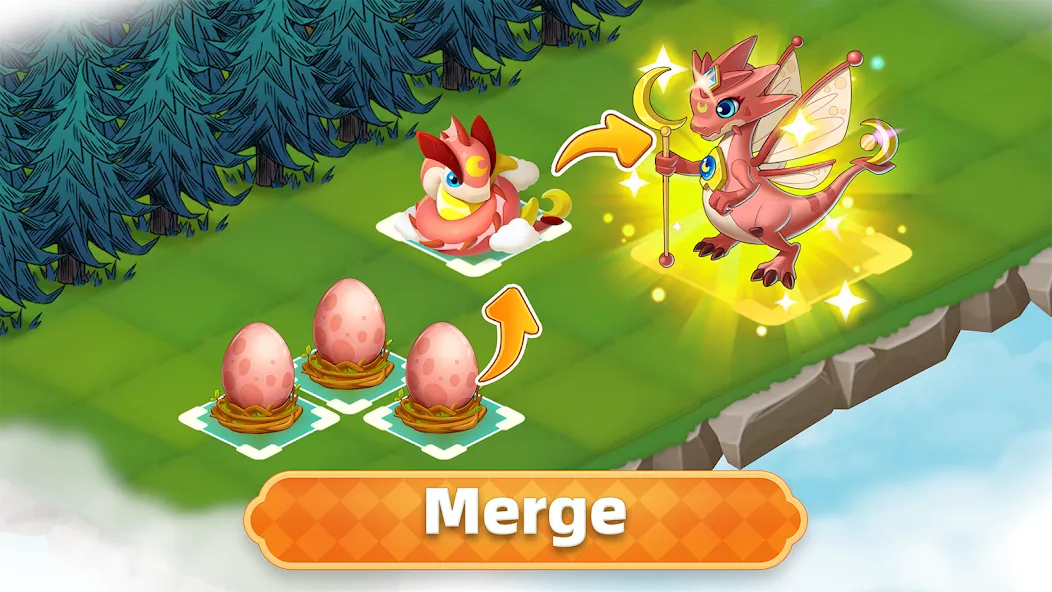 Скачать взломанную Merge Legends: Dragon Island — Бесконечные деньги и кристаллы — скриншот 1