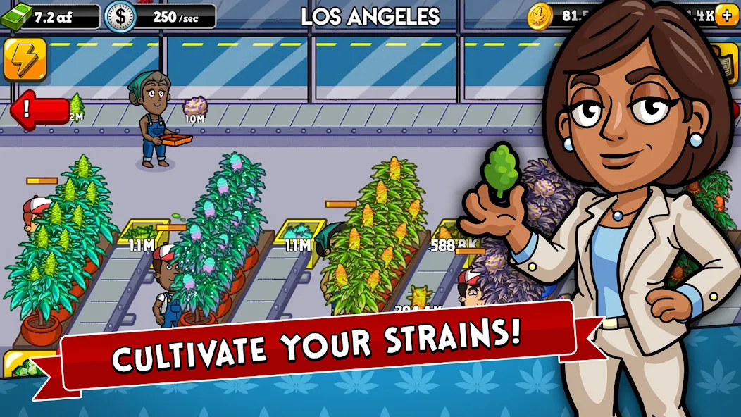 Weed Inc: Idle Tycoon MOD — Много денег на Андроид — скриншот 1