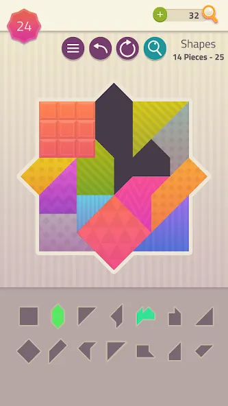 Скачать взлом Polygrams - Tangram Puzzles на Андроид — Все уровни разблокированы — скриншот 4