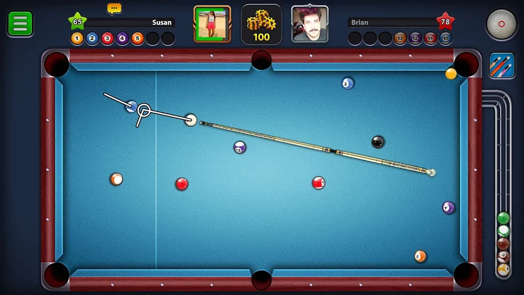 Скачать взломанную 8 Ball Pool — Бесконечные деньги и Лонг Лайнс — скриншот 1 Скачать взломанную 8 Ball Pool — Бесконечные деньги и Лонг Лайнс — скриншот 1