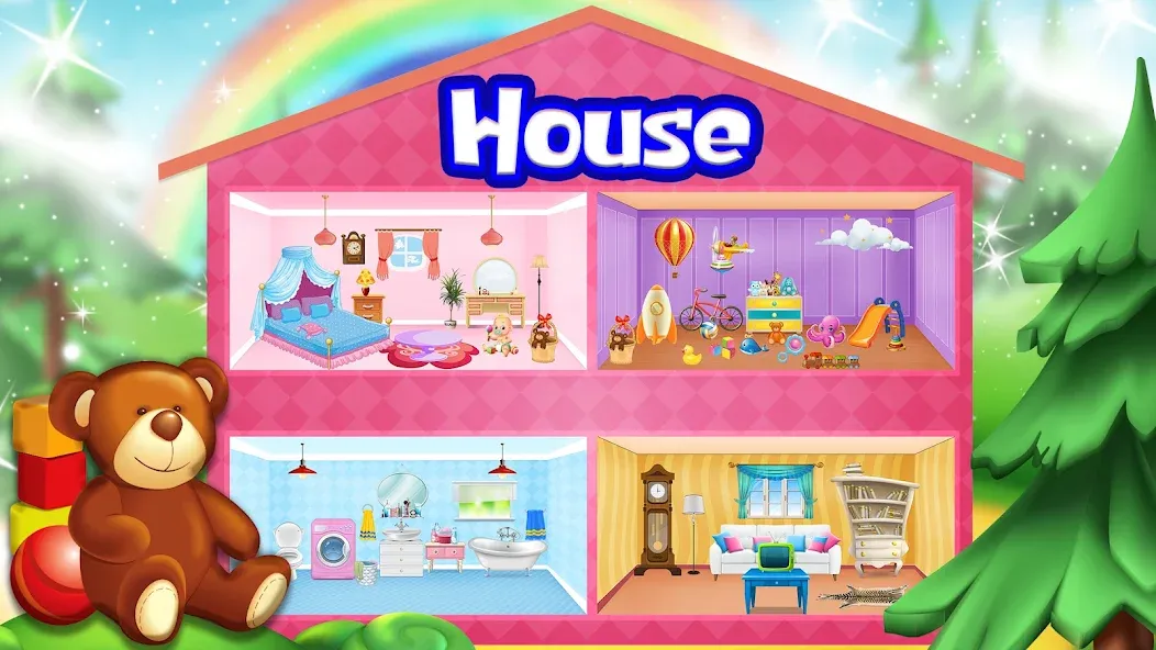 Скачать взлом Girl Doll House Design & Clean на Андроид — Много денег — скриншот 1
