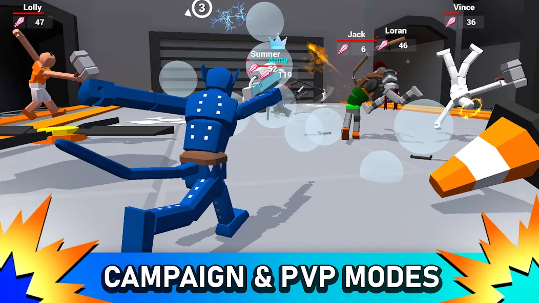 Smashgrounds.io: Ragdoll Arena на Андроид — Мод Много денег и всё разблокировано — скриншот 4
