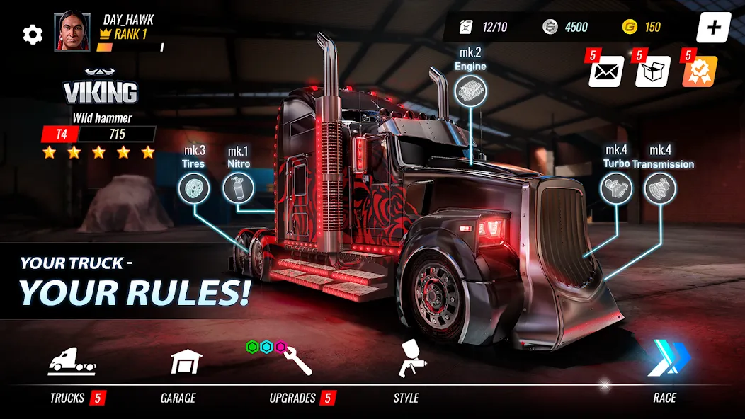 Скачать взлом Big Rig Racing: Drag racing на Андроид — Много денег — скриншот 1