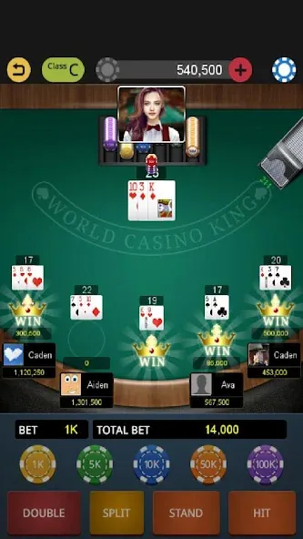 World Blackjack King — Мод: Много денег — скриншот 2