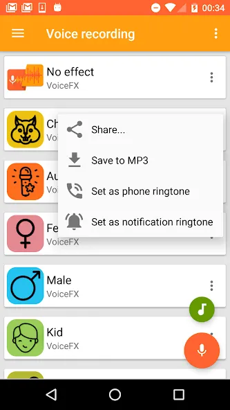Скачать VoiceFX - Voice Changer with v (Мод: Все разблокировано) на Андроид — скриншот 3
