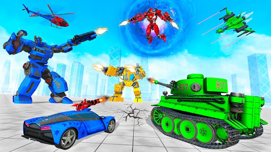 Скачать взломанную Tank Robot Game Army Games — Много денег — скриншот 3