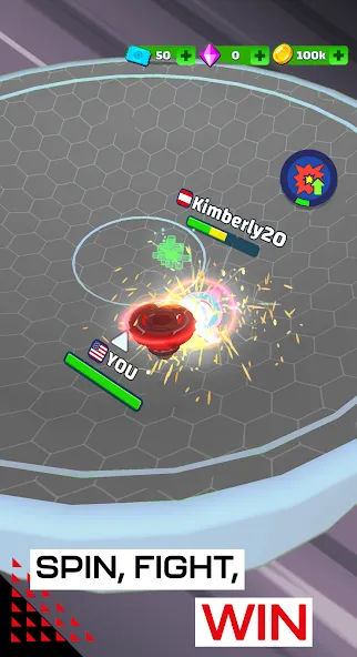 Скачать взломанную Spinner Fighter Arena — Много денег — скриншот 5