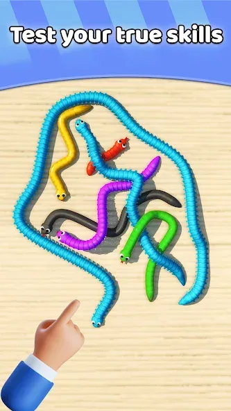 Tangled Snakes Puzzle Game MOD APK — Много денег — скриншот 4