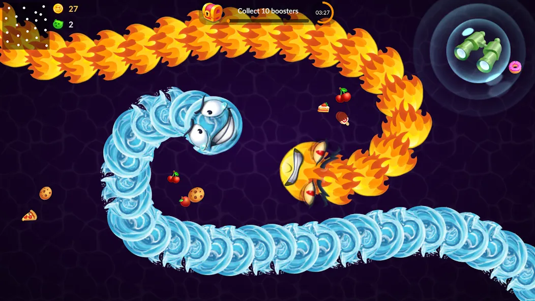 Snake vs Worms: Fun .io Zone MOD APK — Много денег — скриншот 2 Snake vs Worms: Fun .io Zone MOD APK — Много денег — скриншот 2