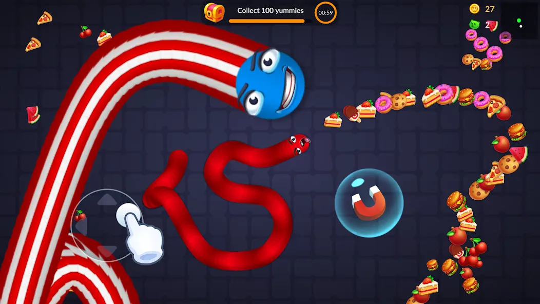 Snake vs Worms: Fun .io Zone MOD APK — Много денег — скриншот 3 Snake vs Worms: Fun .io Zone MOD APK — Много денег — скриншот 3