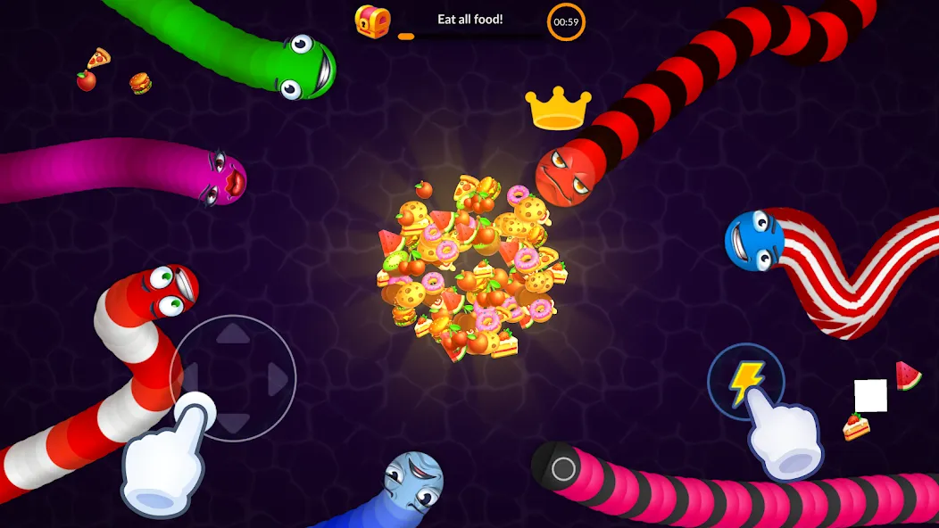 Snake vs Worms: Fun .io Zone MOD APK — Много денег — скриншот 4 Snake vs Worms: Fun .io Zone MOD APK — Много денег — скриншот 4