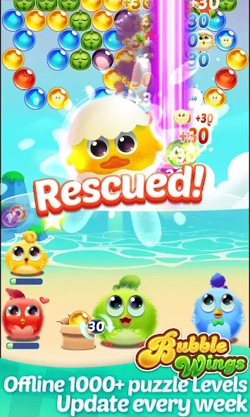 Bubble Wings: bubble shooter MOD — Много денег и бесконечные жизни на Андроид — скриншот 1