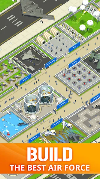Idle Air Force Base MOD — Много денег на Андроид — скриншот 1