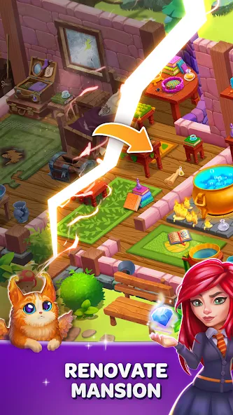 Becharmed - Match 3 Games MOD APK — Много денег и жизней — скриншот 1