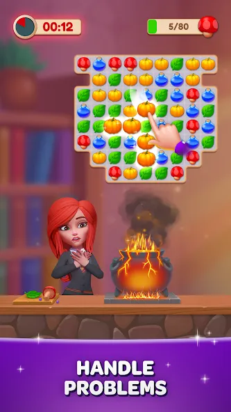 Becharmed - Match 3 Games MOD APK — Много денег и жизней — скриншот 2