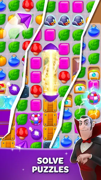 Becharmed - Match 3 Games MOD APK — Много денег и жизней — скриншот 4