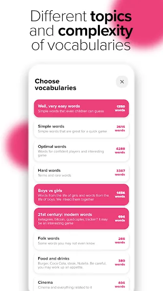 Взломанная Alias - Word board game на Андроид — Все наборы слов открыты — скриншот 3
