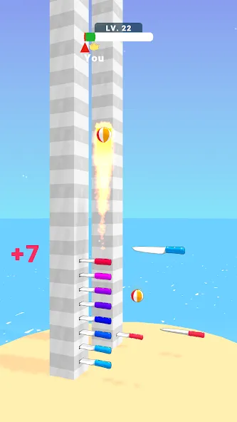 Ball Up: Knife Racing MOD APK на Android — Все ножи разблокированы — скриншот 1