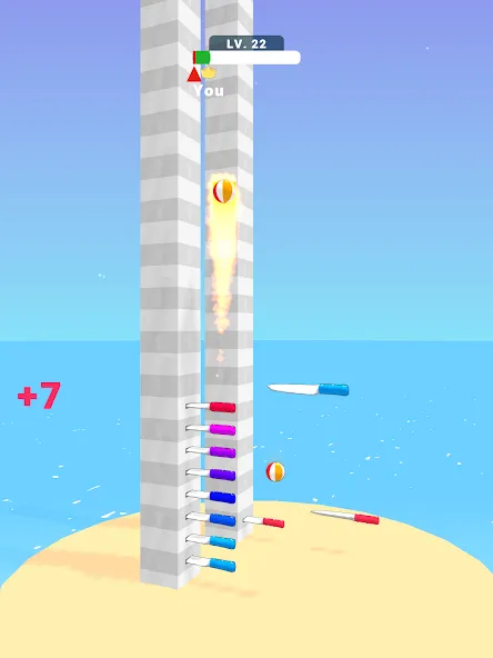 Ball Up: Knife Racing MOD APK на Android — Все ножи разблокированы — скриншот 5