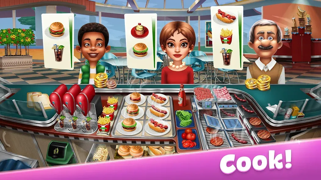 Скачать Cooking Fever: Restaurant Game на Андроид — Много денег — скриншот 1