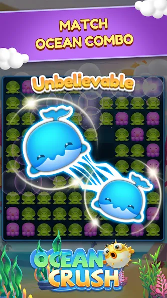 Ocean Crush-Matching Games (Мод Много денег) — скриншот 1