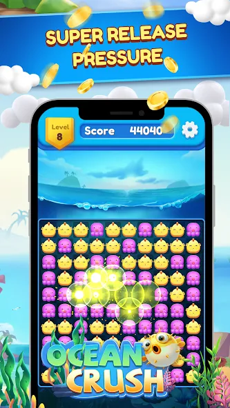 Ocean Crush-Matching Games (Мод Много денег) — скриншот 5