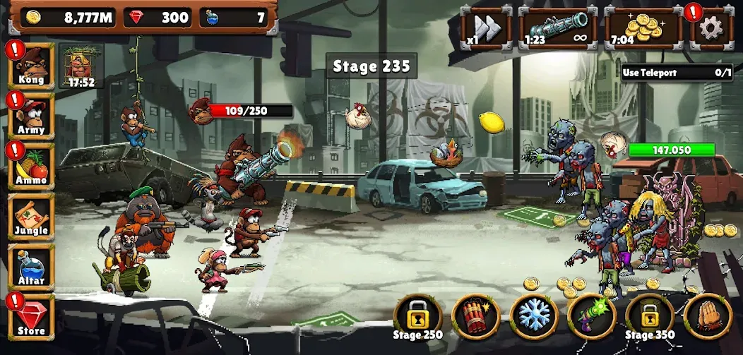 Взломанная Apes vs. Zombies на Андроид — Много денег — скриншот 3 Взломанная Apes vs. Zombies на Андроид — Много денег — скриншот 3
