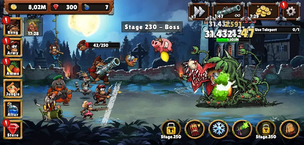 Взломанная Apes vs. Zombies на Андроид — Много денег — скриншот 4 Взломанная Apes vs. Zombies на Андроид — Много денег — скриншот 4
