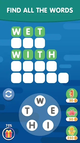 Word Search Sea: Word Puzzle на Андроид — Мод Все уровни разблокированы — скриншот 3