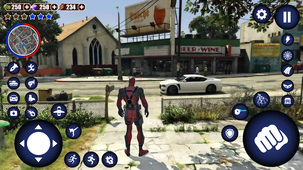 Взлом Miami Rope Hero Spider Game — Много денег — скриншот 1
