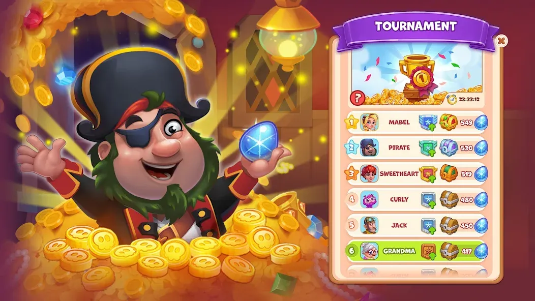 Взлом Pirate Treasures: Jewel & Gems — Много денег — скриншот 2
