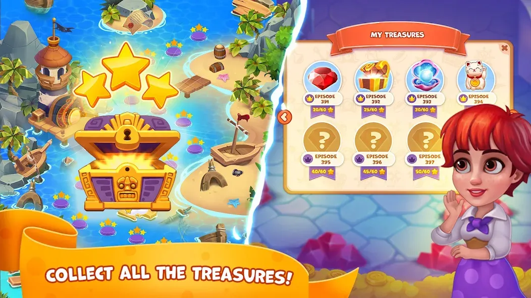 Взлом Pirate Treasures: Jewel & Gems — Много денег — скриншот 4